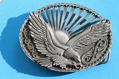 EJC Men&rsquo;s American Eagle Belt Buckle Silver Tone Rising Sun Western Patriotic