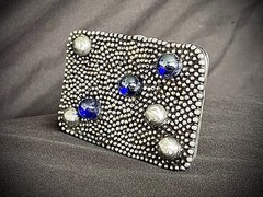 “Galaxy” Industrial Gothic Blue Stone Belt Buckle OOAK Darren McNeese