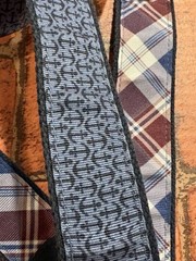 Brooks Brothers Belt L Leather Tab D O Ring Reverse Plaid Nautical Anchor Blue