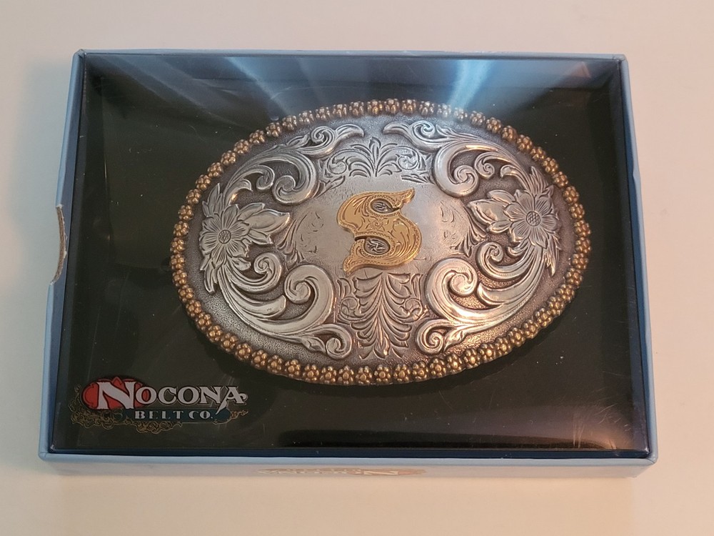 NOCONA ~ Great Looking Two Tone S Initial Belt Buckle