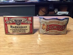 Set Of 2 Bradford Exchange Collectible Budweiser Beer Belt Buckles COA TEMPLATE