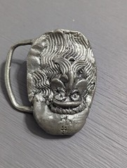 Vtg. Herman Black Metal Craft Belt Buckle, Nouveau Indiana  » Old Sailor Head »