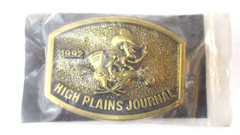 NEW /High Plains Journal Belt Buckle Cowboy Horse Newspaper Vintage 1992 Western