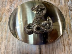 Snake Attacking Fangs Slithering Rattlesnake LARGE Silver Color NOS Belt Buckle