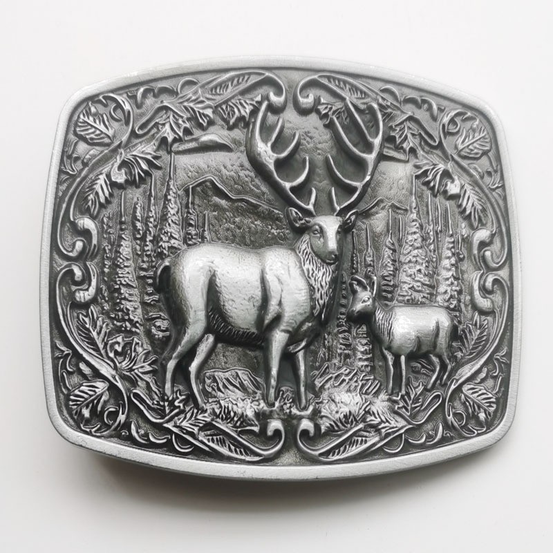 Outdoor Double Deer Zinc Alloy Belt Buckle Fashion Trend Belt Buckle