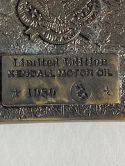 1980 Kendall Motor Oil Limited Edition Brass Tone Belt Buckle Oil Rig Vintage
