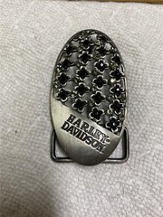 Harley Davidson Belt Buckle, Silver Tone Bedazzled