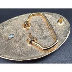 Vintage Brass Horse Head Belt Buckle with Porcelain Cameo 3.25&Prime; Western