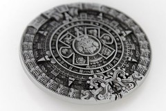 Men Women Metal Belt Buckle Silver Metal Fashion Aztec Calendar Mayan Sun Stone