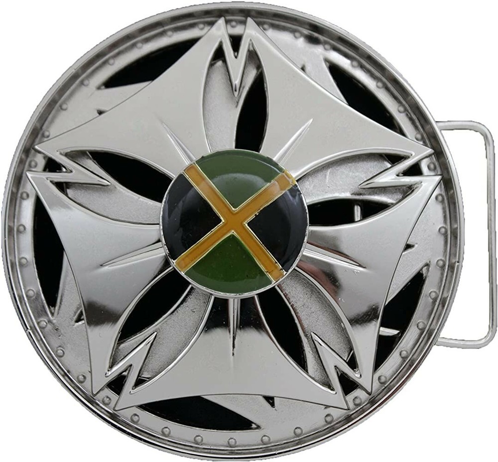 BELT BUCKLE -Spinner Rotating Gao Shi Zhuang Chrome Buckle 3.5&Prime; Diameter
