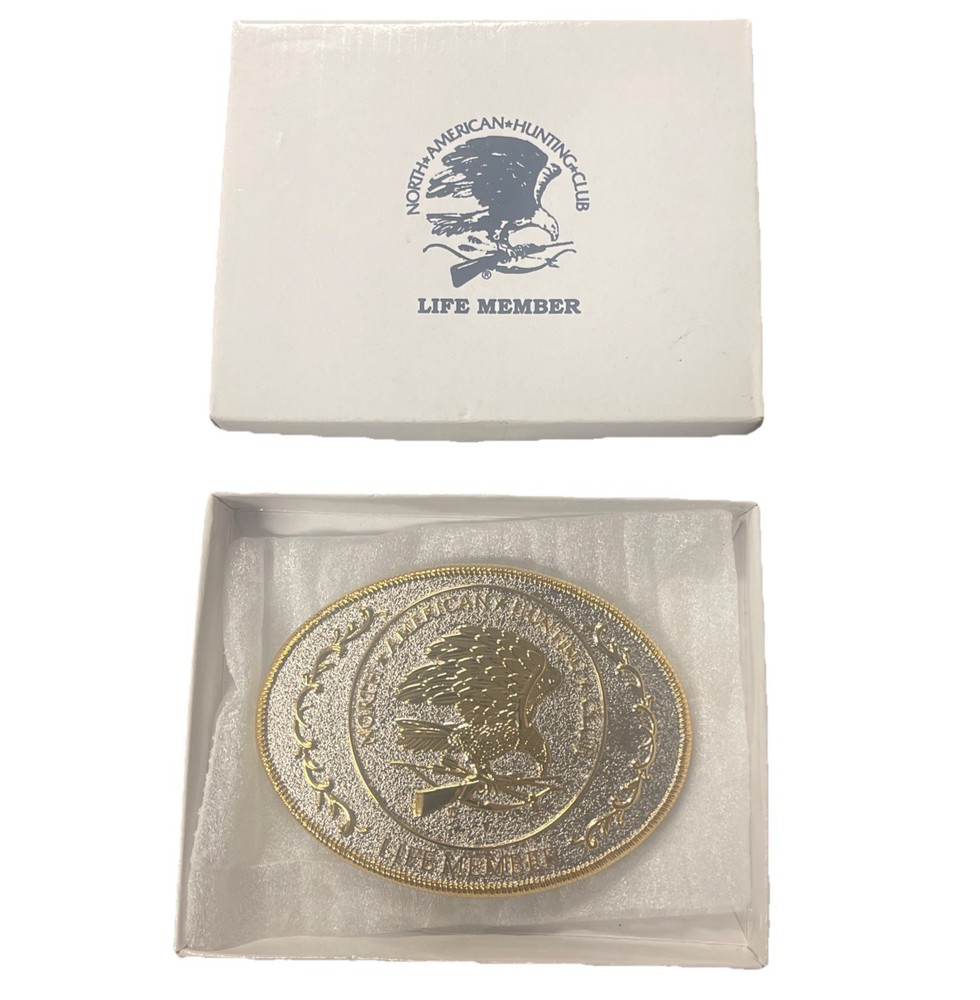 North American Hunting Club Life Member belt buckle Eagle Bow Rifle