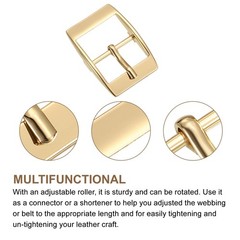 8Pcs 1&Prime; Single Prong Belt Buckle Square Center Bar Buckles, Light Gold