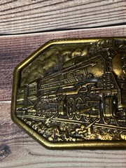 Vintage belt buckle RAILROAD locomotive BRASS train engine WESTERN cowboy