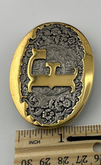 Cowboy Rodeo Western Metal Belt Buckle Letter « F » 2.5&Prime; x 1.2&Prime; Gold & Silver Tone