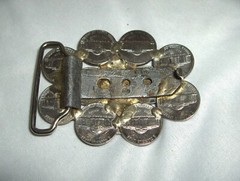 Vintage Jefferson Nickel Coin Belt Buckle Half Dollar 3.50&Prime; x 2.50&Prime; NICE