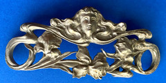 Vintage 1971 Pewter Art Deco Nouveau Face Peace Hippy Love Belt Buckle