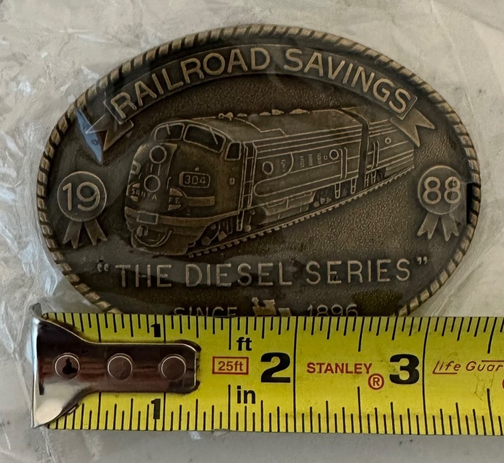 Vintage 1988 Railroad Savings The Diesel Series Train Belt Buckle New