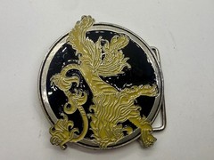 Game of Thrones Lannister House Roaring Lion Yellow Black Enameled Belt Buckle
