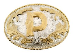 INITIAL p LETTER P MEN WOMEN RODEO REALLY COWBOY STYLE GOLD METAL BELT BUCKLE
