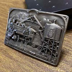 Vintage Pewter Mid Continental Railway Museum Wisconsin Engine Train Belt Buckle