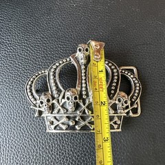 WESTSIDE CA Crown With Skulls Metal Biker Motorcycle Gothic Belt Buckle