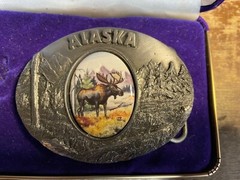 Artistic Impressions Western Moose belt Buckle Julie Zsupnik Porcelain Unworn