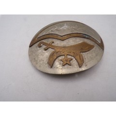 Vintage Shriners Masonic Scimitar Crescent Star Belt Buckle Brass Silver Tone