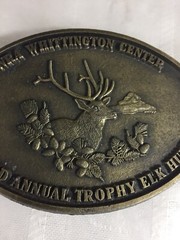 VTG 80s NRA Whittington Center Third Annual Trophy Elk Hunt Belt Buckle Bronze