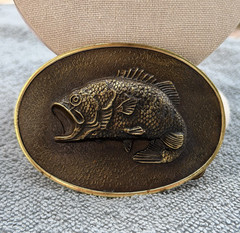 Men&rsquo;s Solid Brass Western Fish Belt Buckle, Gold/Bronze Tone, Fits 1.5&Prime;