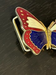 Vintage Collectible Two Piece Butterfly Gems co Metal Belt Buckle