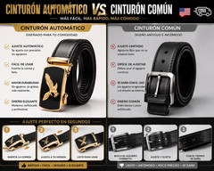 Men Eagle Buckle Belt Automatic Ratchet PU Leather Adjustable Black