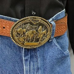 Montana Silversmiths Western Belt Buckle Pack Horses Antiqued 61333P