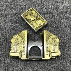 Antique Brushed Eagle Truck Belt Buckle Lighter Holder, Stock in US