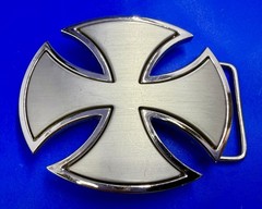 Maltese Celtic Iron Cross Gothic Punk Biker Vibe Cutout Silver Tone Belt Buckle