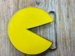 Pacman Maze Arcade Video Game Yellow Enameled 2010 by Namco Bandai Belt Buckle