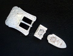 WESTERN COWBOY HORSE SADDLE HEADSTALL BRIGHT SILVER BELT BUCKLE SET FITS 3/4&Prime;
