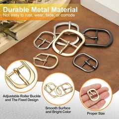4 Pcs 0.6 Inch Single Prong Buckle Oval Center Bar Buckle, Rose Gold