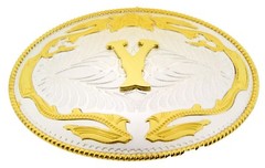 New Men Women Big 5 » W 4 » H Western Cowboy Real Rodeo Style Gold Silver Metal
