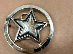 Famous Stars & Straps Five Point Star Logo See-Trough Silver Color Belt Buckle