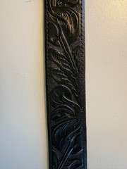 CLINT ORMS Sterling Silver Belt Buckle with Chacon size 38 Leather Belt