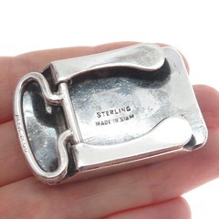 ALEX & CO. 925 Sterling Silver Antique Siam Niello Elephant Belt Buckle