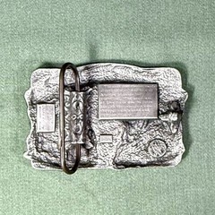 Vintage 1984 Siskiyou Railroads Built America Pewter Belt Buckle Train USA Made