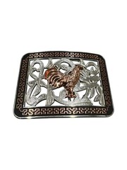 Rooster cowboy western style belt buckle Charro hebilla vaquera Con gallo