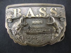 Vintage 1990 B.A.S.S. Belt Buckle Bass Anglers Sportsman Society Fishing Steel