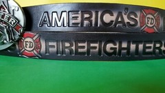 AMERICAN FIREFIGHTERS Genuine Leather Cowhide Belt and Firefighter Epoxy Buckle