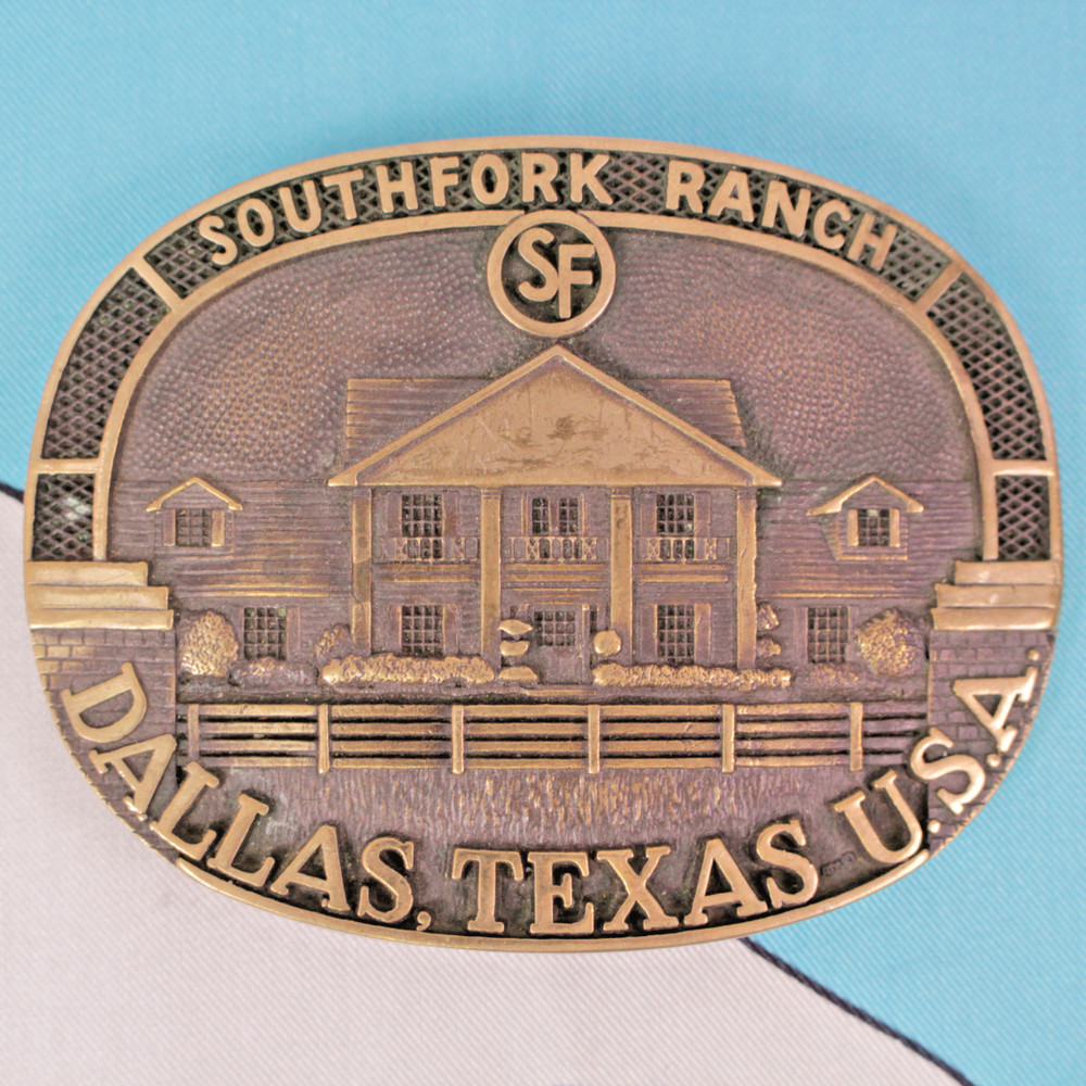 VTG 80s Southfork Ranch Dallas Texas JR Duncan Belt Buckle 1989 ADM