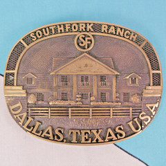 VTG 80s Southfork Ranch Dallas Texas JR Duncan Belt Buckle 1989 ADM