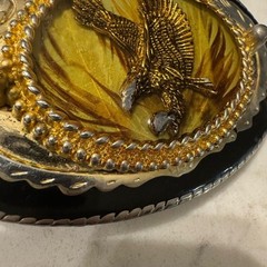 Vintage 80s Western Eagle Belt Buckle Gold Amber USA