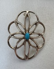 Large Sterling Silver Blue Turquoise Stud Earrings Vintage
