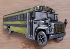 NEW!! School Bus Yellow 3D Bus Driver Metal Belt Buckle Enamel Inlay